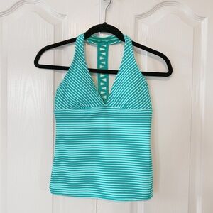 Atheta Striped Halter Swimming Tankini Size XS Green and White